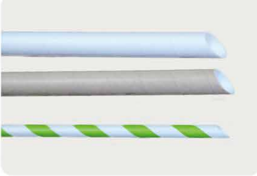 White, gray, and green paper straws with pointed tips