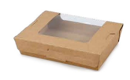 Kraft salad box with clear PLA window
