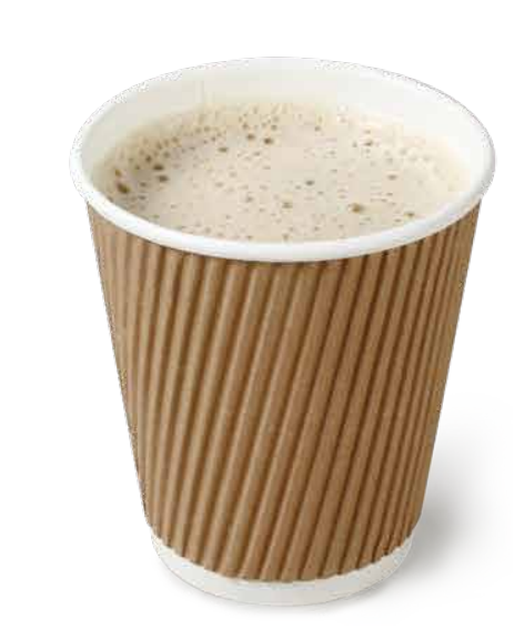 Natural kraft paper cup with a vertical ripple pattern on a white background