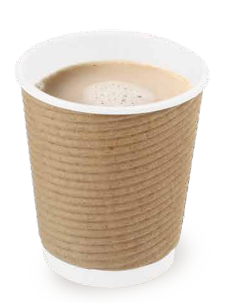 Natural kraft paper cup with a horizontal ripple pattern on a white background