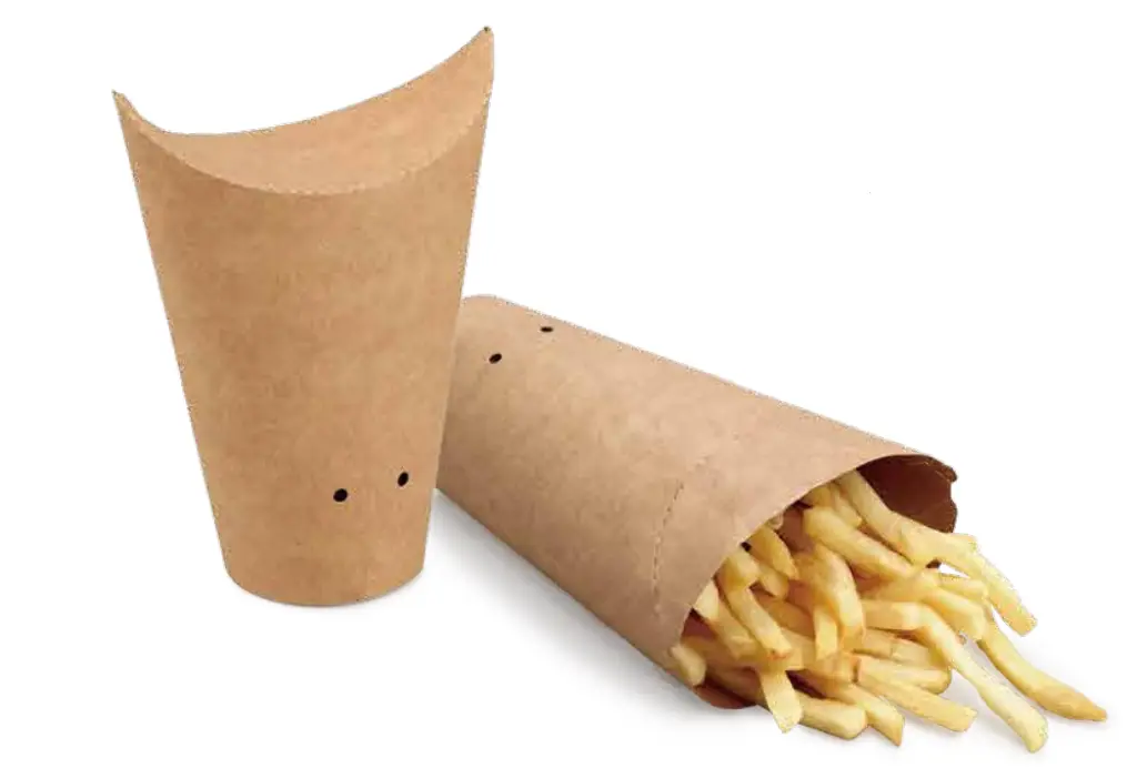 Natural kraft French fry cup with closed-top design